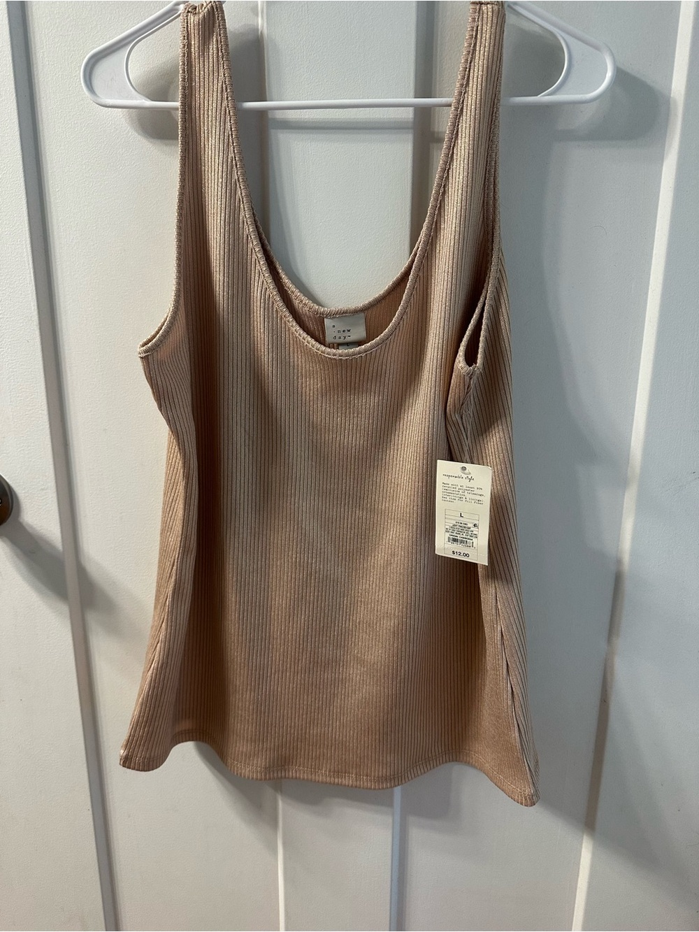 a new day Ribbed Scoop Tank Top in Taupe